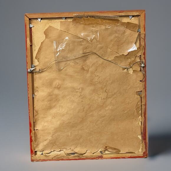 Vintage Feather Bird Pair Art Framed Mid Century Nature Scene Wall Folk Art Cute - Picture 2 of 4